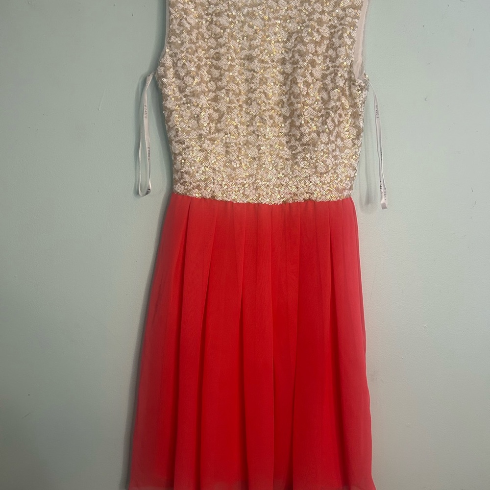 B Darlin Kids Dress with Gold Sequin Top and Red Skirt